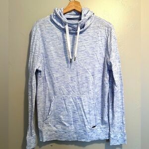Express White & Blue Hooded Lightweight Sweatshirt